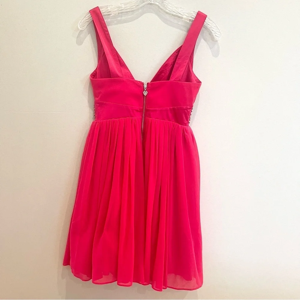 NWT Lipsy London Mini dress pink chiffon gold beaded studded prom